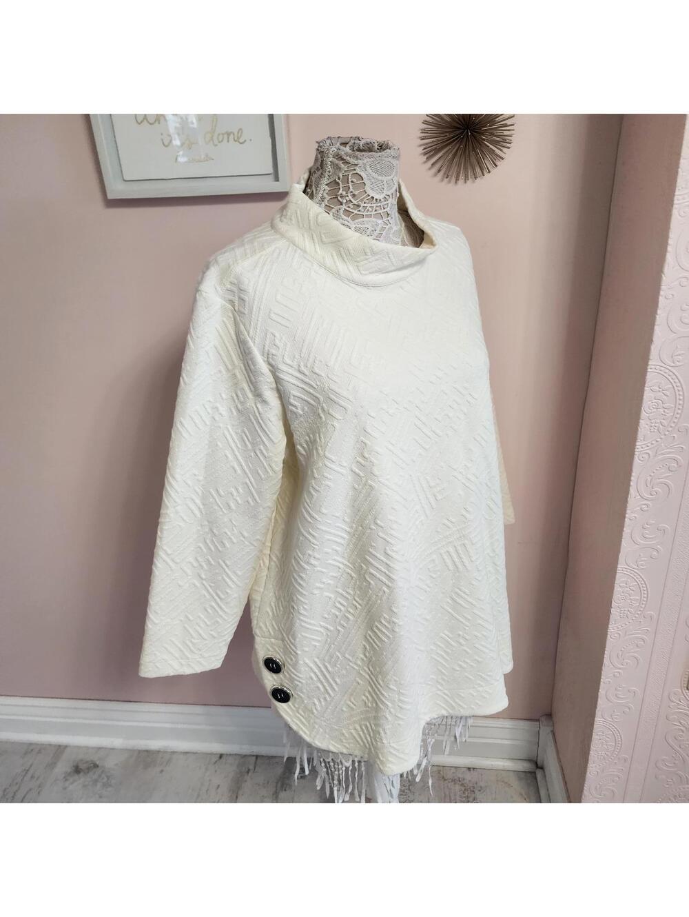 NWT Ali Miles winter white turtleneck heavy top sweatshirt dressy XL